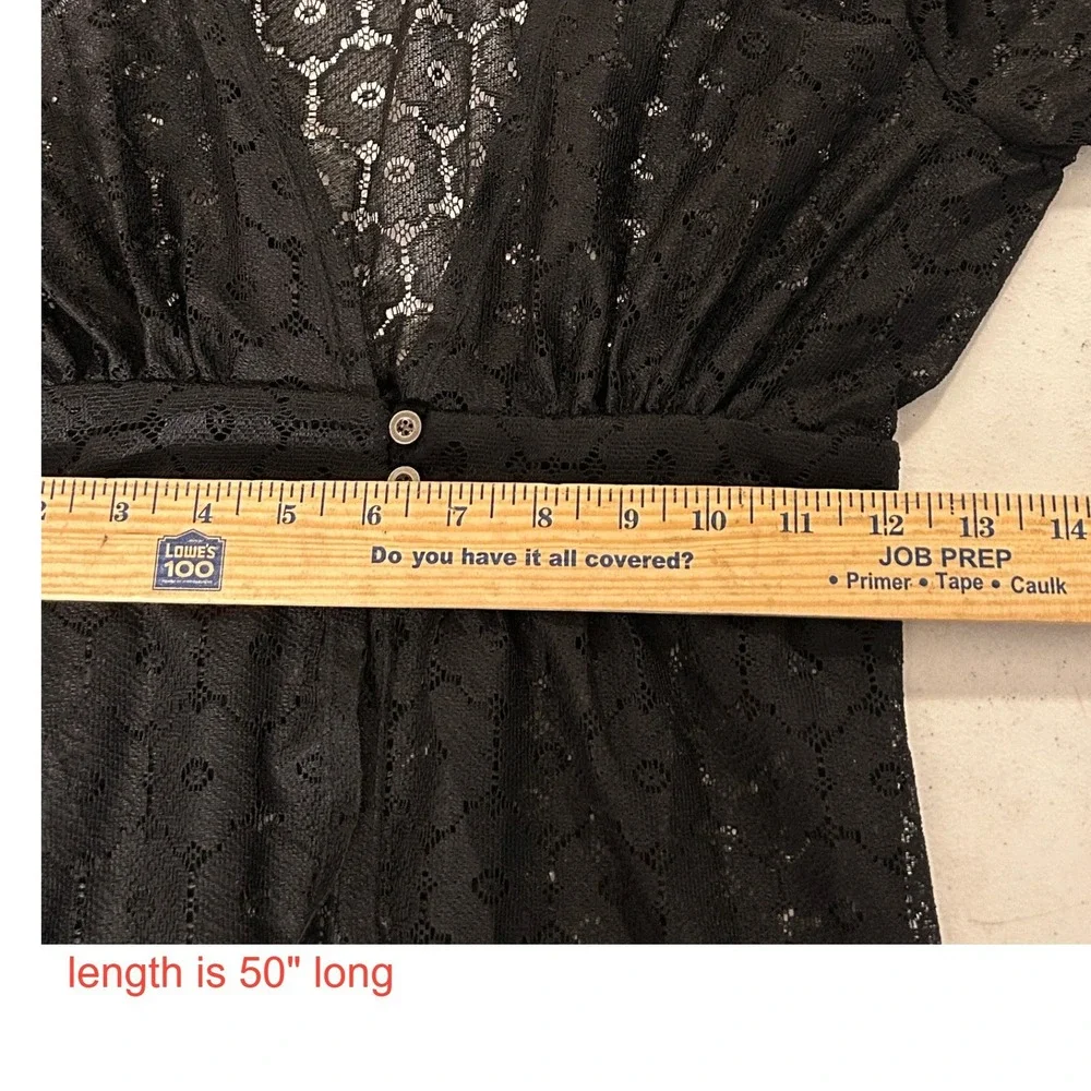 Black Sheer Lace Duster Maxi Cardigan Long Sleeve Beach Cover up